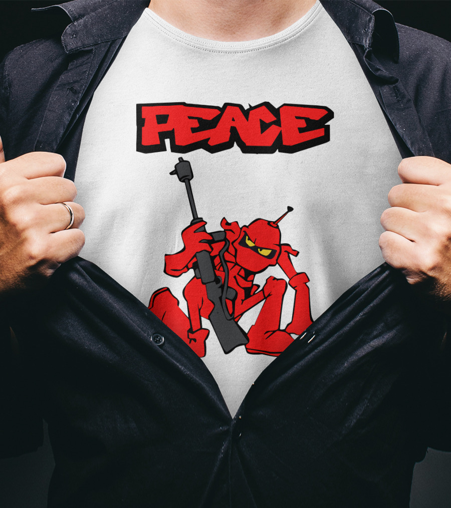 PEACE Ant Holding Rifle T-Shirt