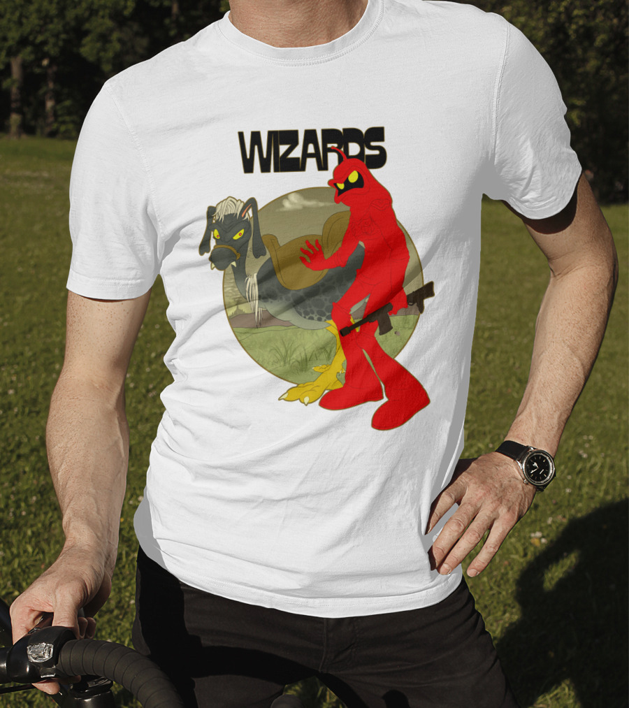 Wizards Animation Character With Red Humanoid And Armed Bird T-Shirt