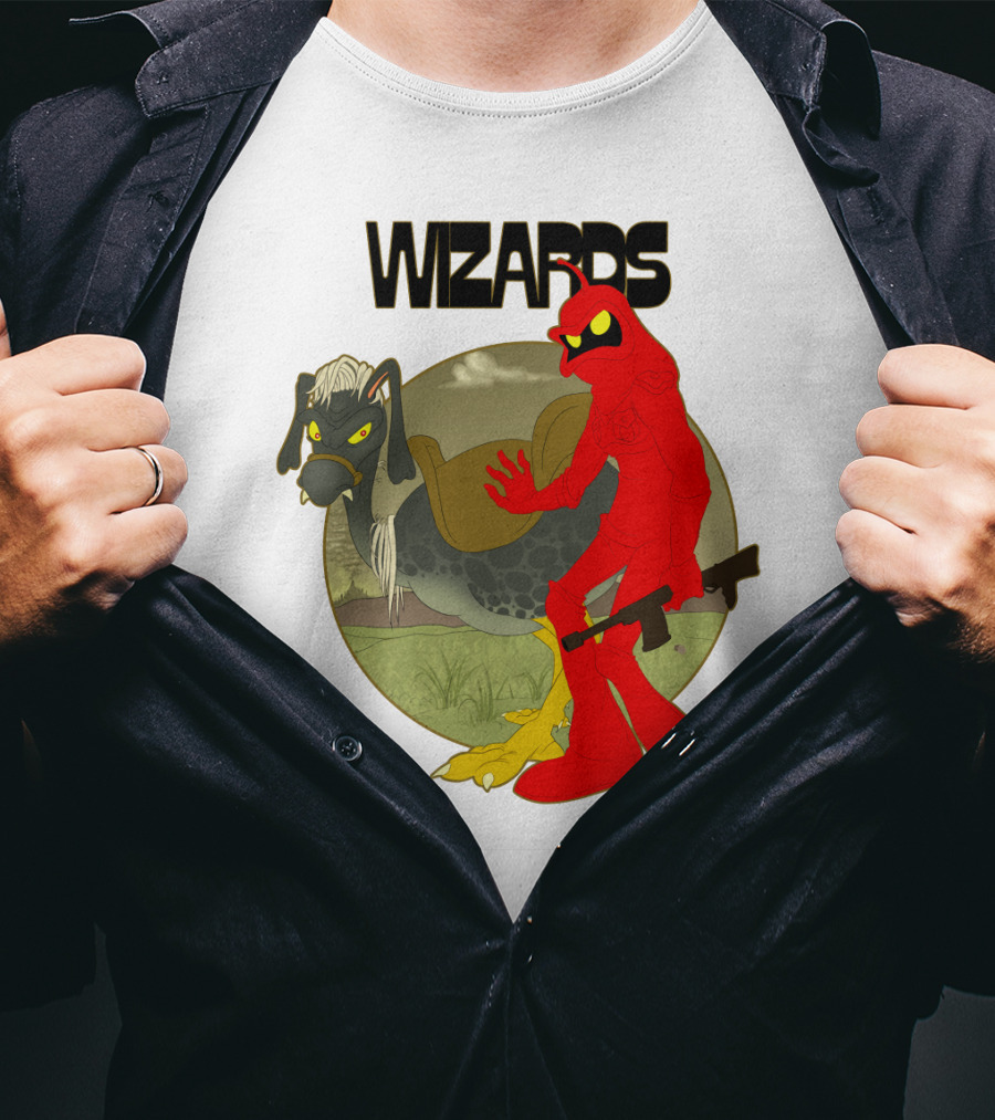 Wizards Animation Character With Red Humanoid And Armed Bird T-Shirt
