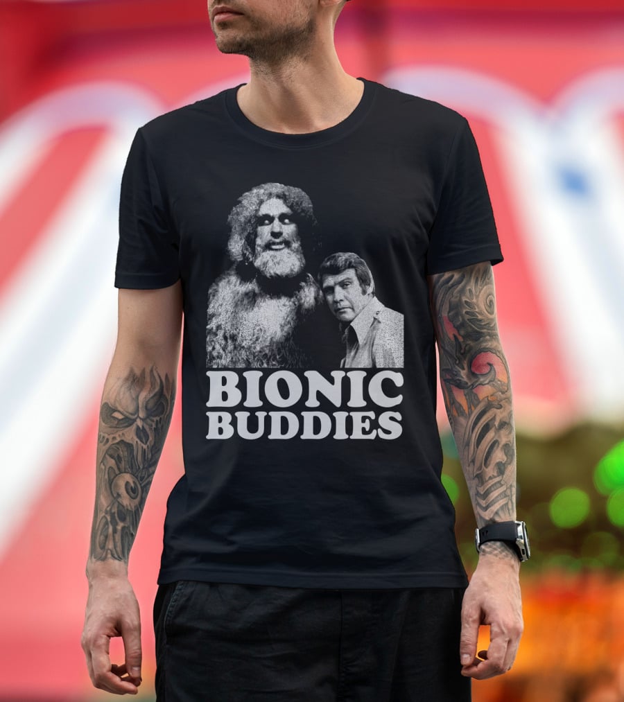 Six Million Dollar Man Bionic Buddies Retro TV Show Iconic Duo T-Shirt