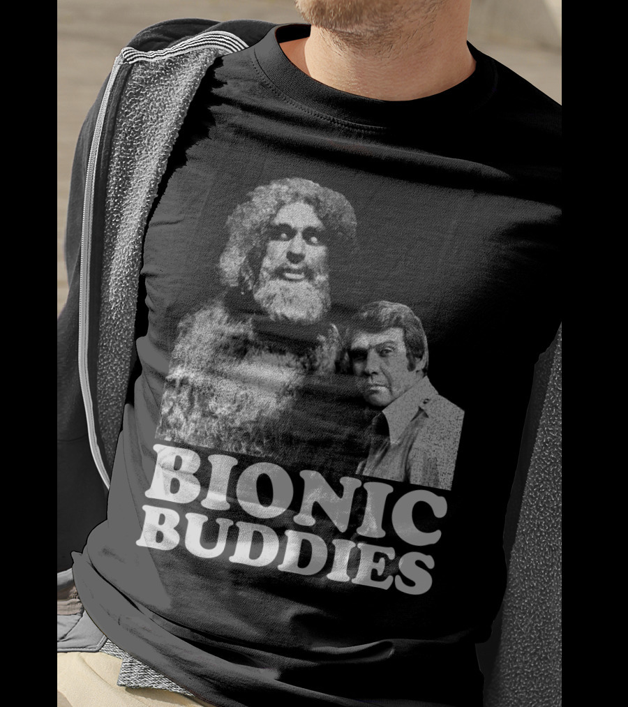 Six Million Dollar Man Bionic Buddies Retro TV Show Iconic Duo T-Shirt