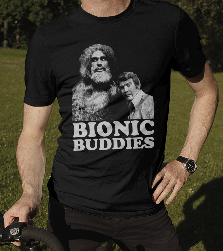 Six Million Dollar Man Bionic Buddies Retro TV Show Iconic Duo T-Shirt