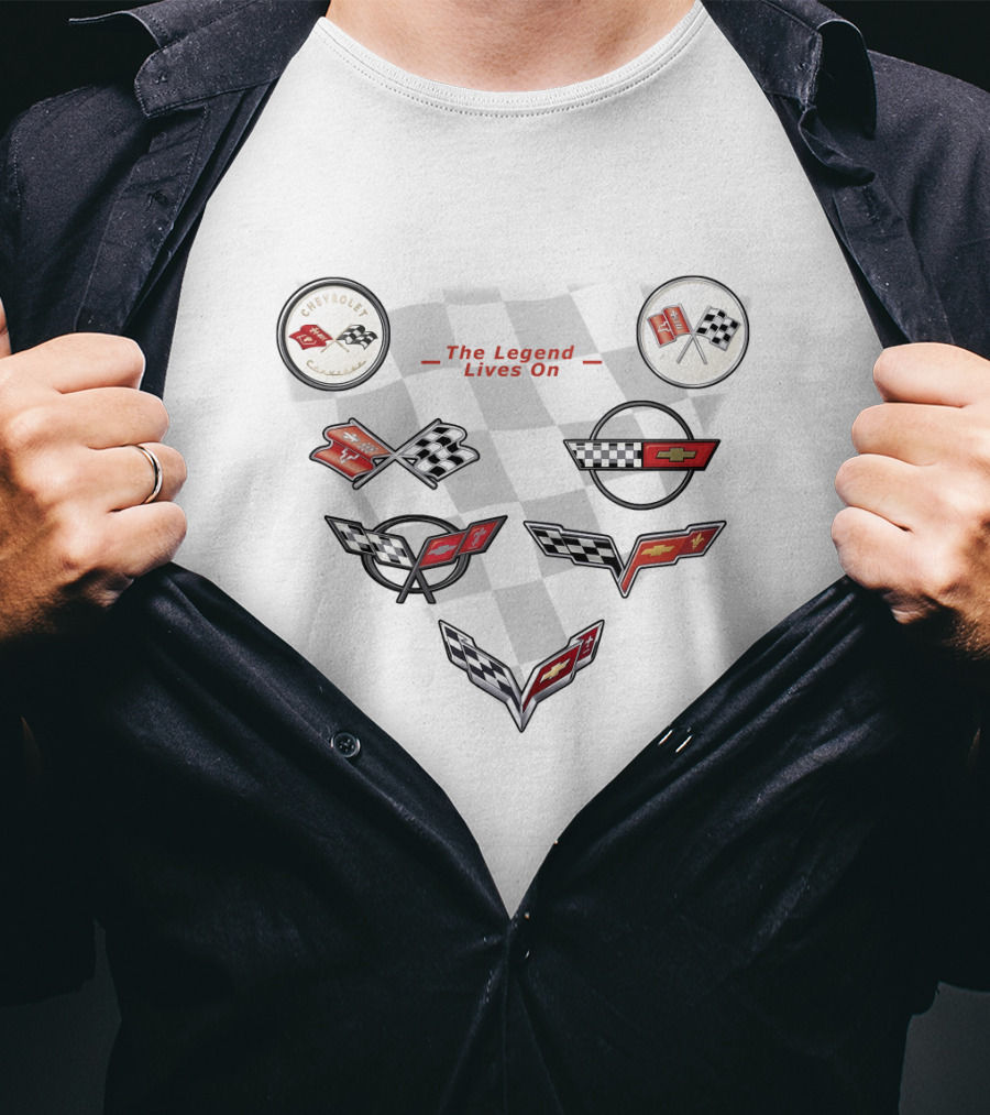 Chevrolet Corvette The Legend Lives On Racing Emblems Collection T-Shirt