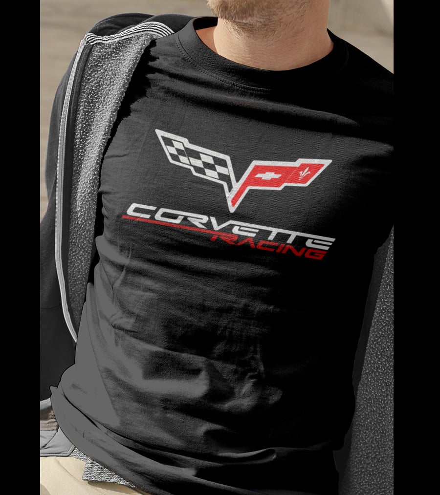 Corvette Racing Checkered Flag And Emblem T-Shirt