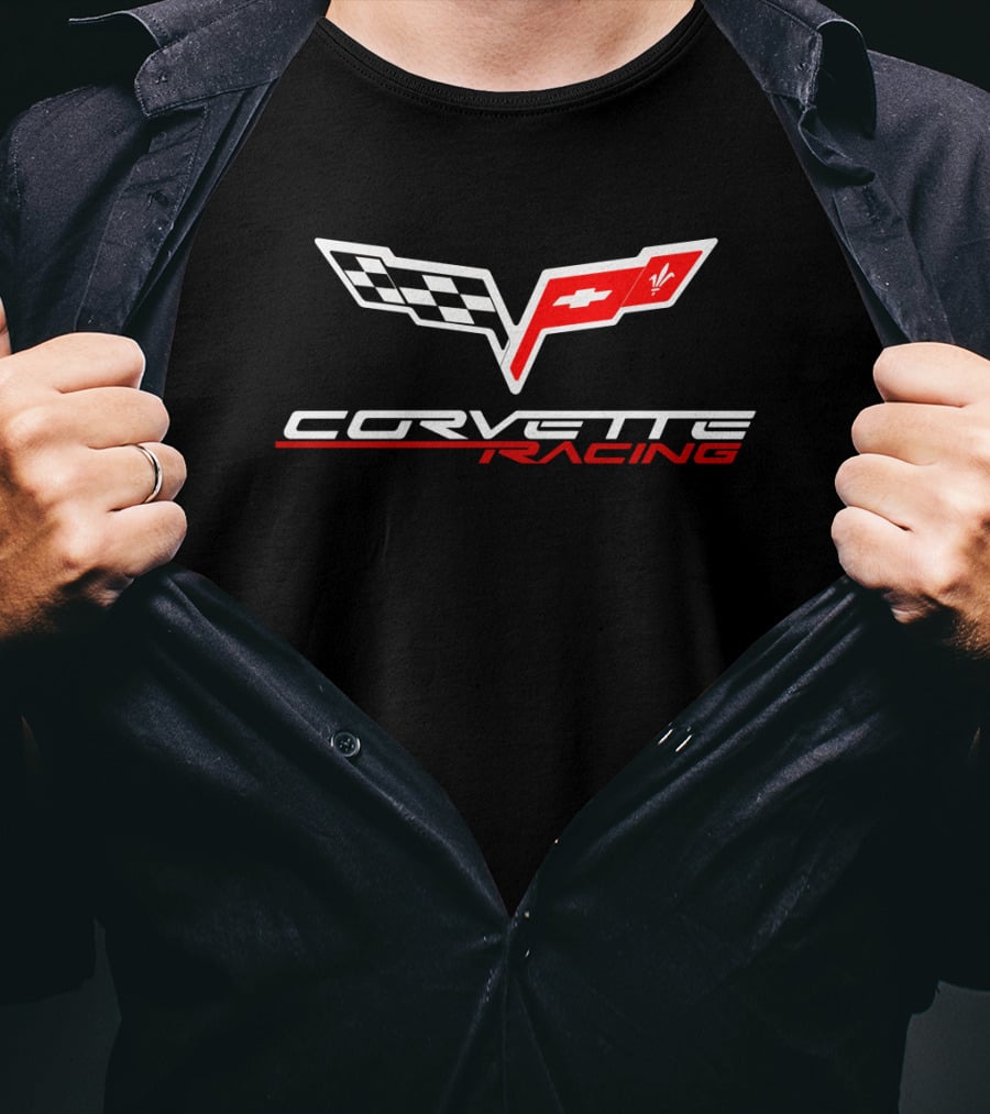 Corvette Racing Checkered Flag And Emblem T-Shirt