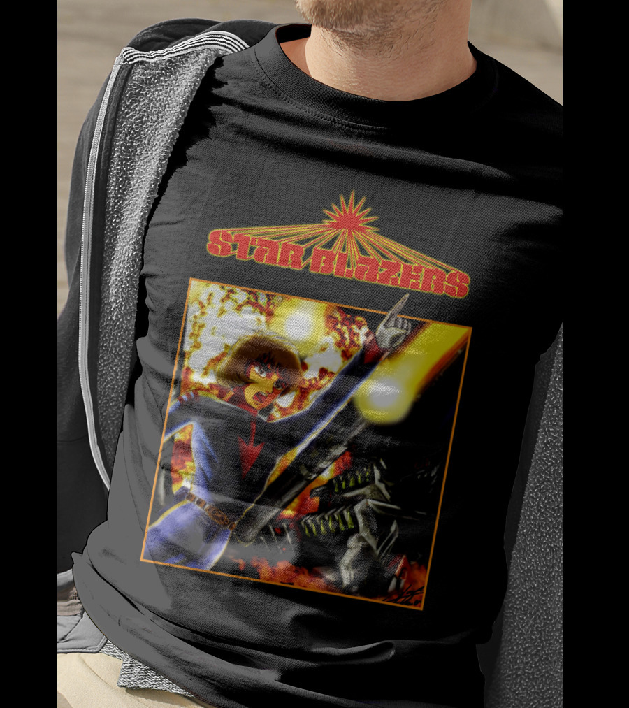 Star Blazers Anime Character In Action Scene With Explosions And Giant Mecha T-Shirt