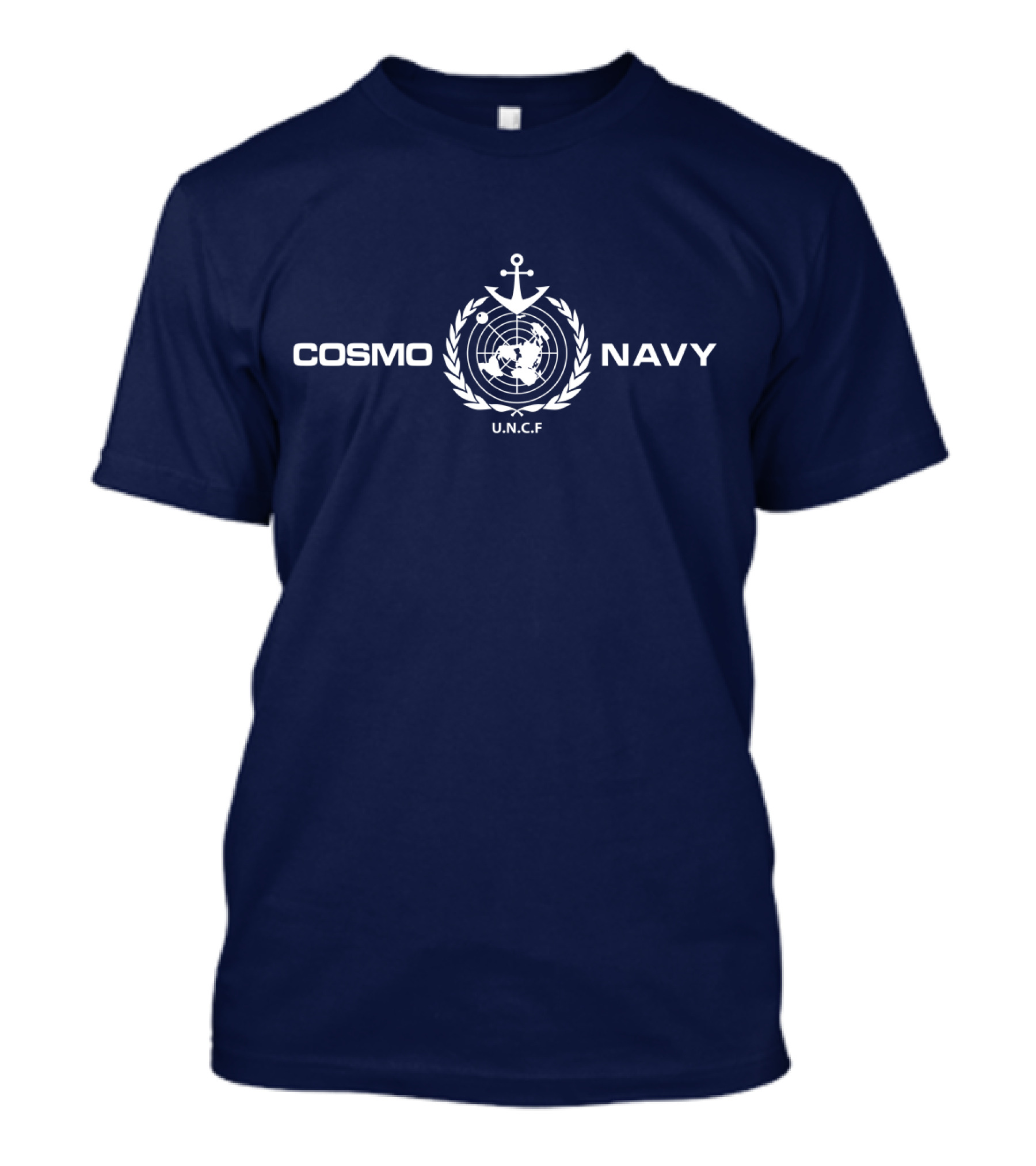 COSMO NAVY U.N.C.F Anchor Emblem On Dark Blue T-Shirt