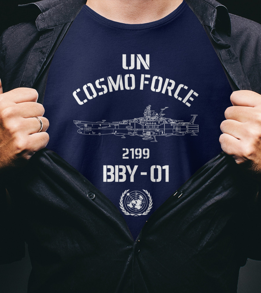 UN Cosmo Force 2199 BBY-01 Spaceship Blueprint T-Shirt