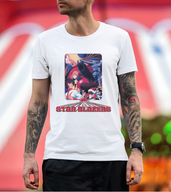Premium T-Shirt: Star Blazers Classic Anime Character Montage Series T-Shirt Star Blazers Classic Anime Character Montage Series T-Shirt