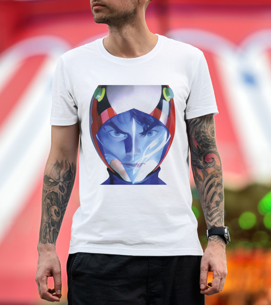 Battle of The Planets GuideBook Helmet Face Close-Up T-Shirt