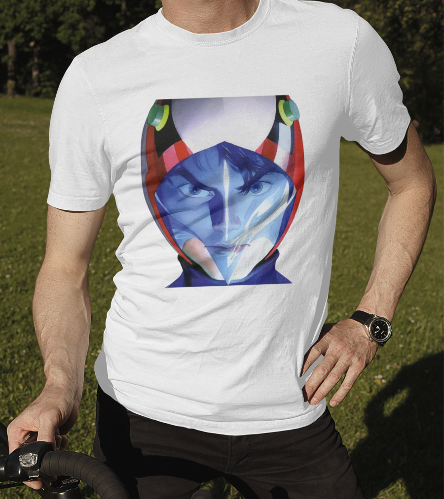 Battle Of The Planets GuideBook Helmet Face Close-Up T-Shirt