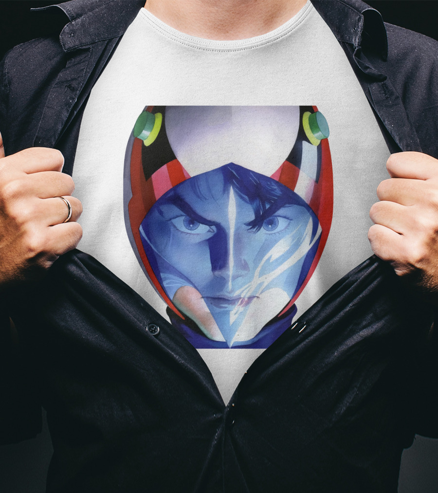 Battle Of The Planets GuideBook Helmet Face Close-Up T-Shirt