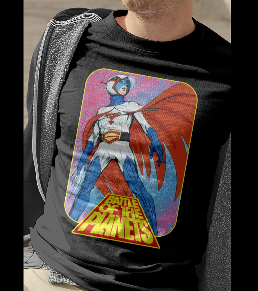 Battle Of The Planets G-Force Heroic Stance In Space Background T-Shirt