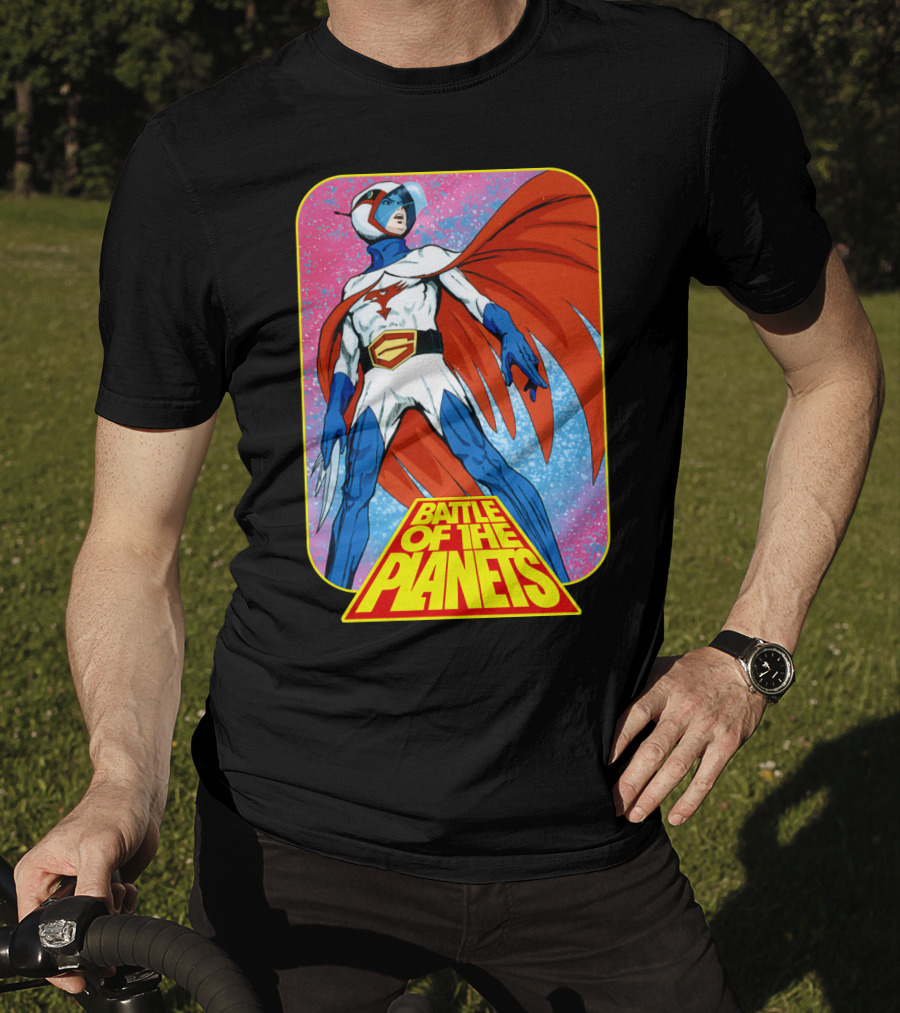Battle Of The Planets G-Force Heroic Stance In Space Background T-Shirt