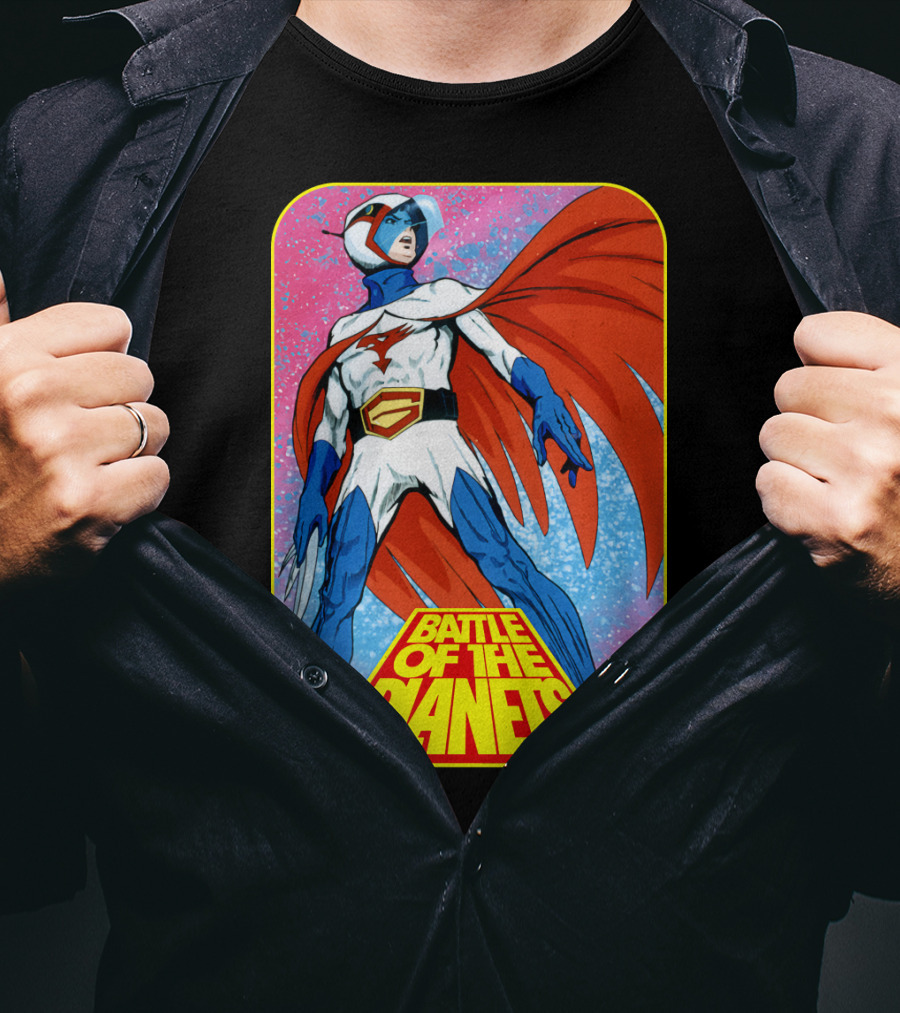 Battle Of The Planets G-Force Heroic Stance In Space Background T-Shirt