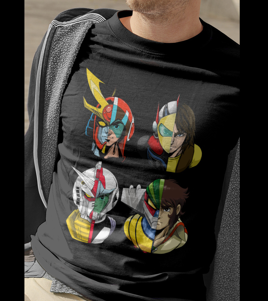 Duke Fleed Jeeg Gundam Daitarn Iconic Mecha Heroes Fusion T-Shirt