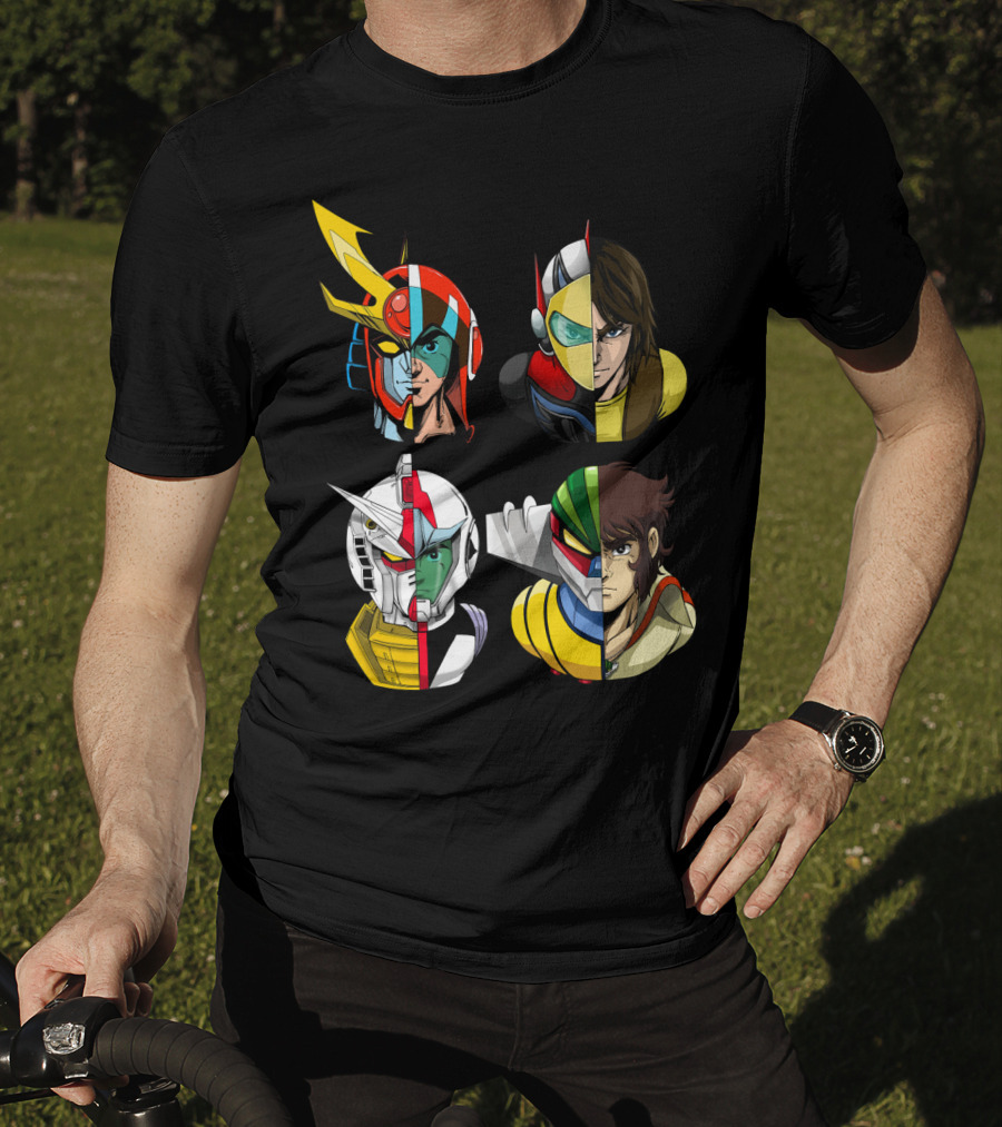 Duke Fleed Jeeg Gundam Daitarn Iconic Mecha Heroes Fusion T-Shirt