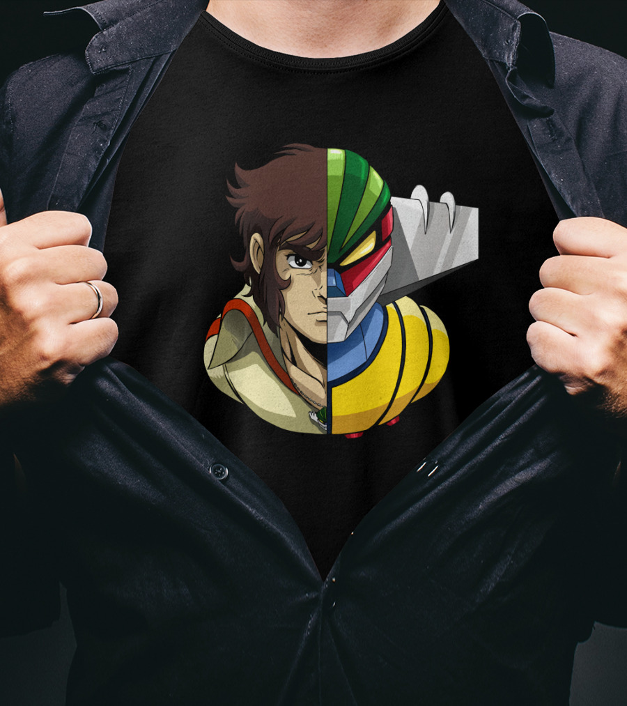 Hiroshi Shiba And Jeeg Robot Anime Fusion T-Shirt