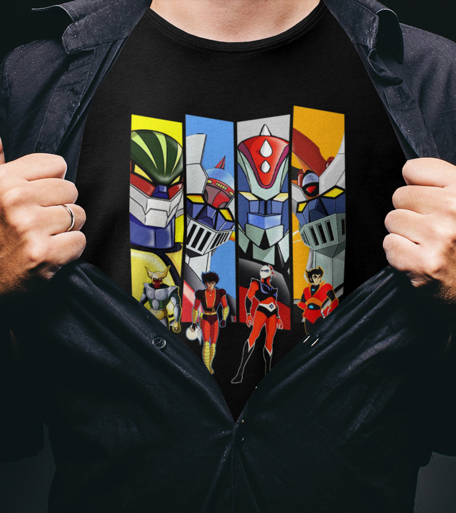 Jeeg Mazinga Mazinger Goldrake Grendizer Robot Heroes Ensemble T-Shirt