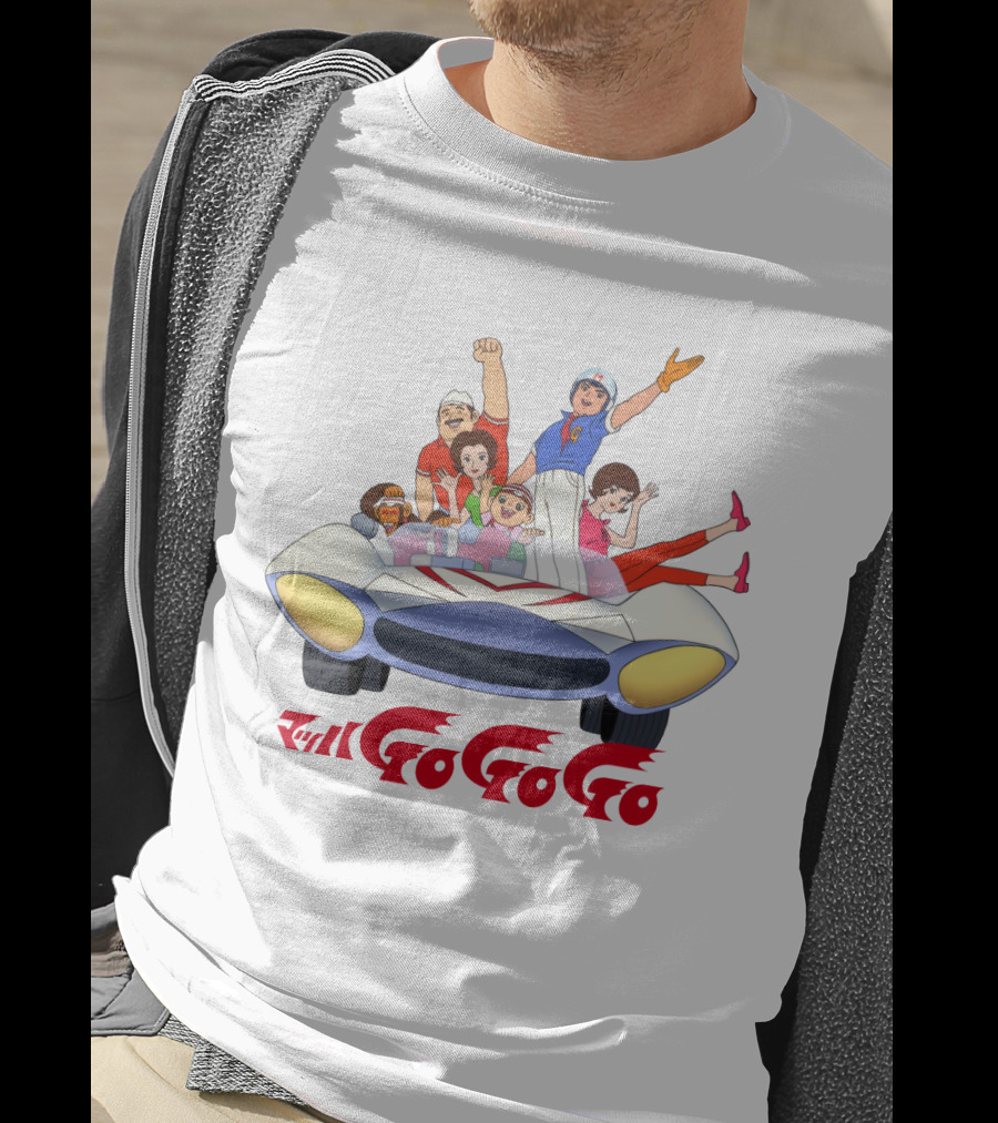 Mach GoGoGo Anime Group In Classic Racing Car T-Shirt