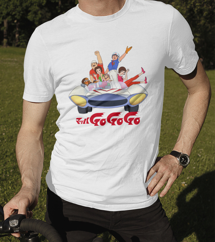 Mach GoGoGo Anime Group In Classic Racing Car T-Shirt