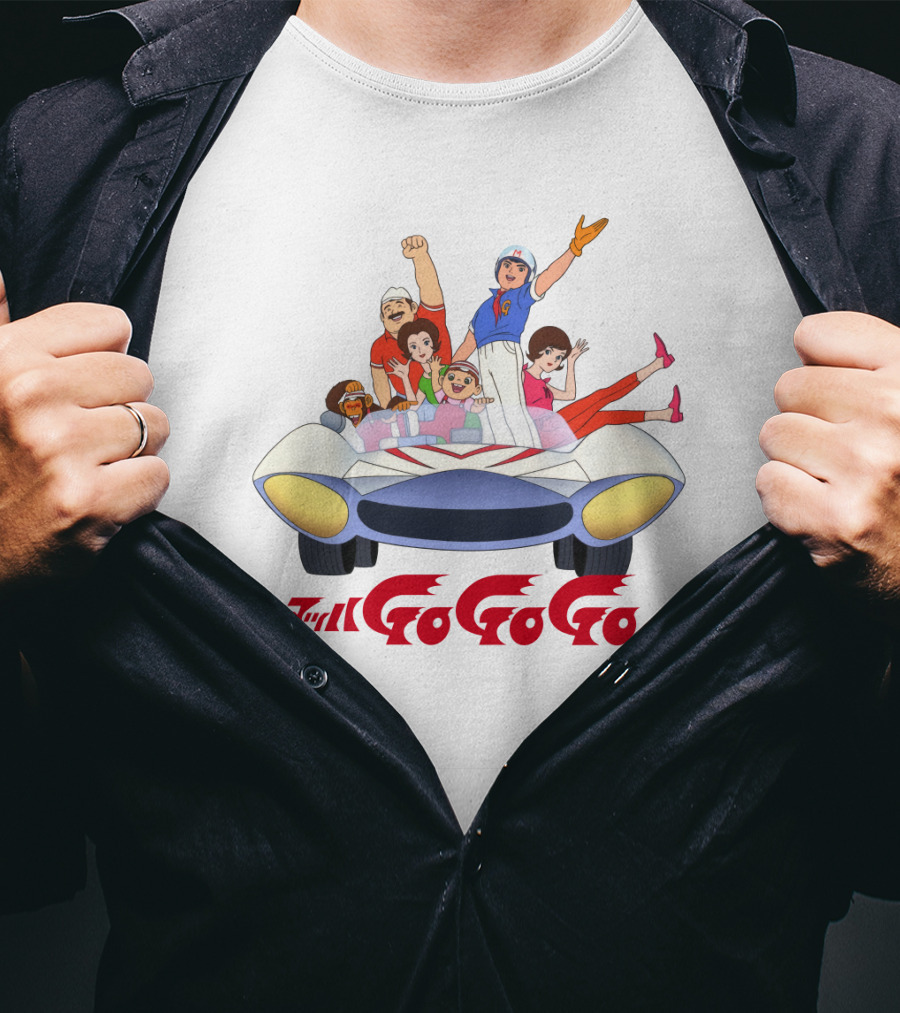 Mach GoGoGo Anime Group In Classic Racing Car T-Shirt