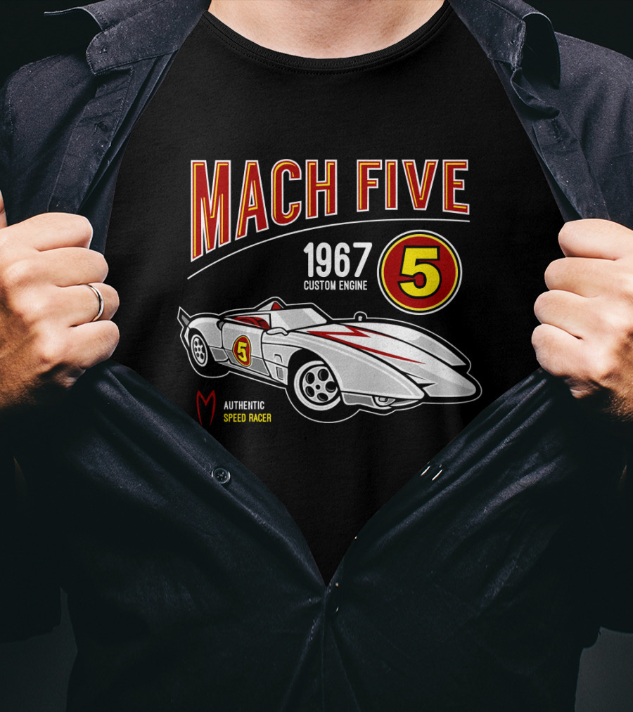 Mach Five 1967 Custom Engine Authentic Speed Racer T-Shirt