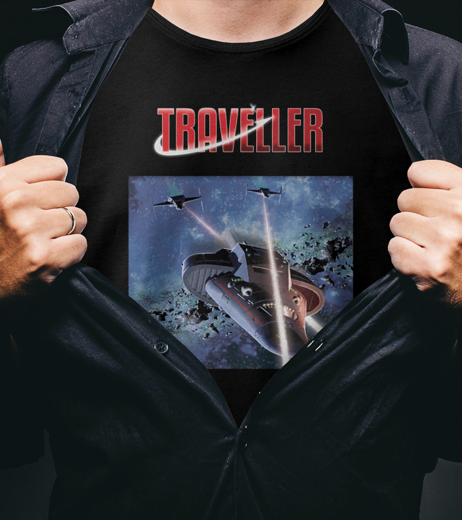 Traveller Space Adventure Cosmic Battle Scene T-Shirt