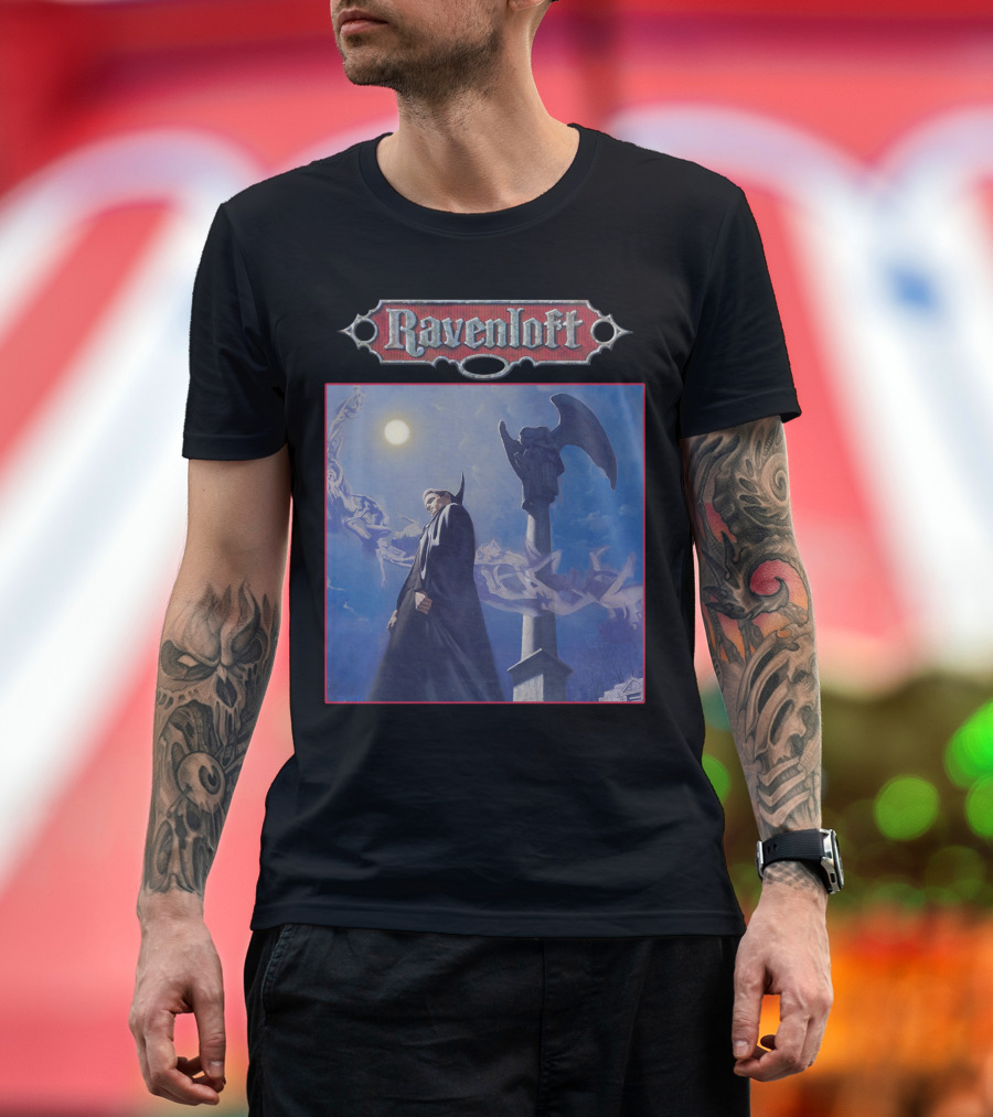 Ravenloft Dungeons And Dragons Vampire Castle Full Moon Gothic T-Shirt