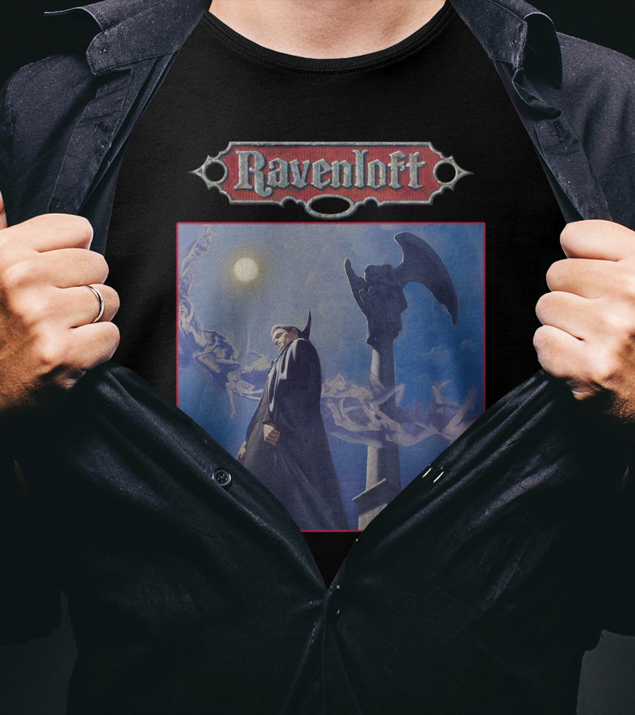 Ravenloft Dungeons And Dragons Vampire Castle Full Moon Gothic T-Shirt