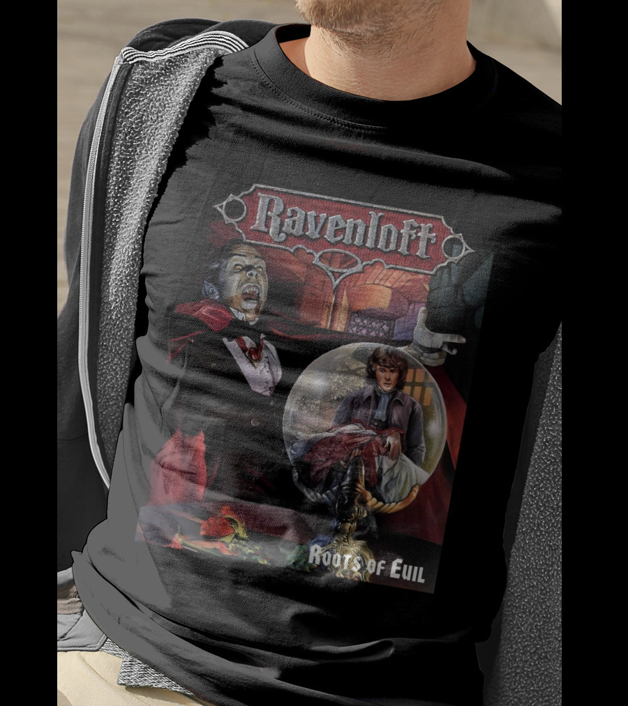 Ravenloft Roots Of Evil Vampire And Crystal Ball Fantasy T-Shirt