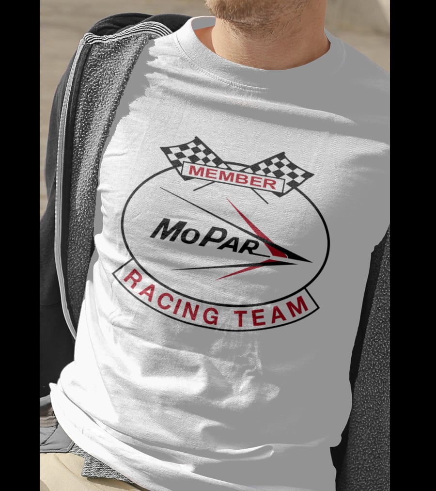 Member Mopar Racing Team Logo With Checkered Flags T-Shirt