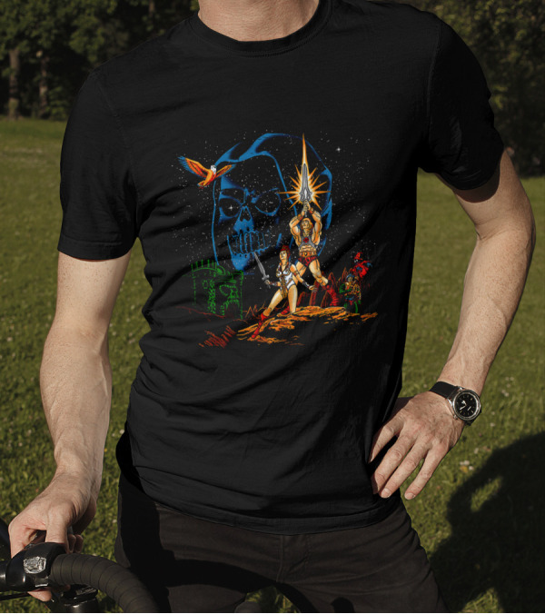 Masters Of The Universe He-Man Castle Grayskull Skeletor Teela Battle Scene T-Shirt
