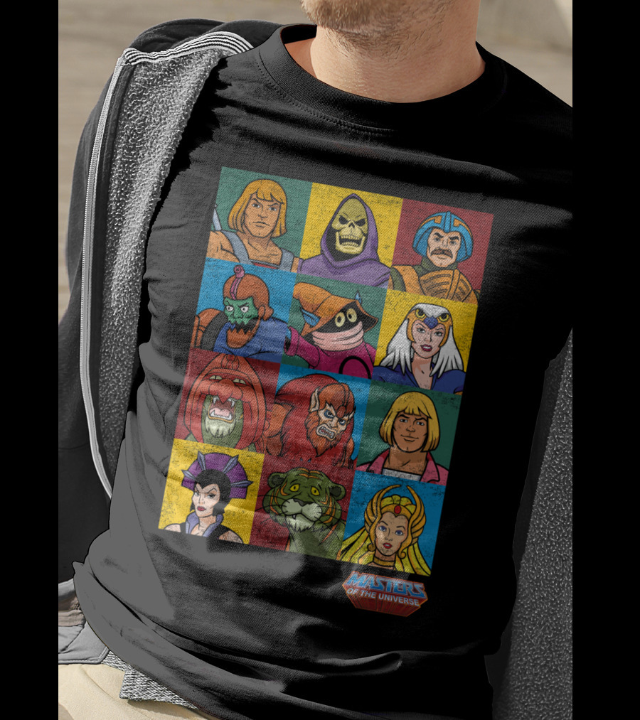 MASTERS OF THE UNIVERSE He-Man Skeletor Teela Orko Man-at-Arms Battle Cat Beast Man Evil-Lyn Vintage Characters T-Shirt