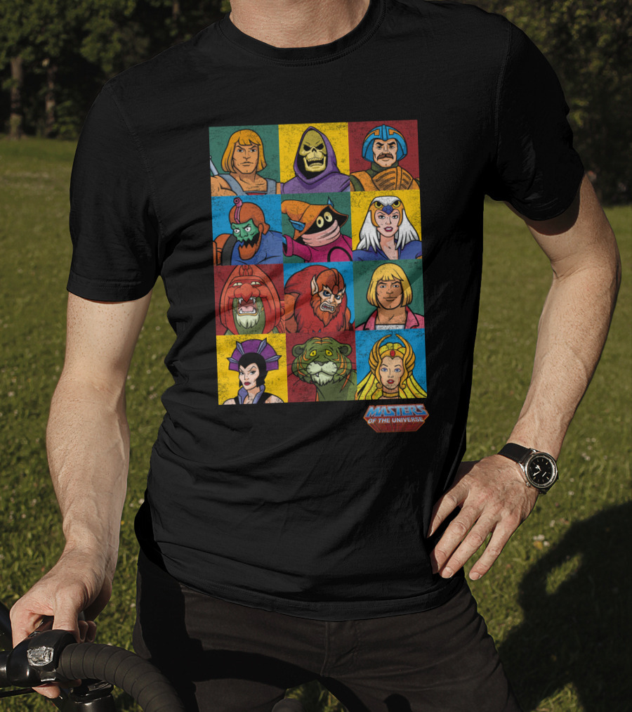 MASTERS OF THE UNIVERSE He-Man Skeletor Teela Orko Man-at-Arms Battle Cat Beast Man Evil-Lyn Vintage Characters T-Shirt