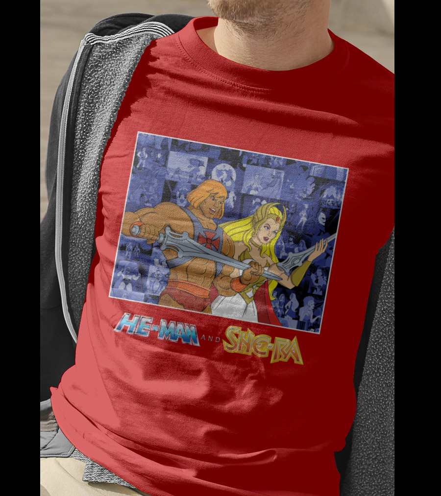 He-Man And She-Ra Characters With Sword T-Shirt