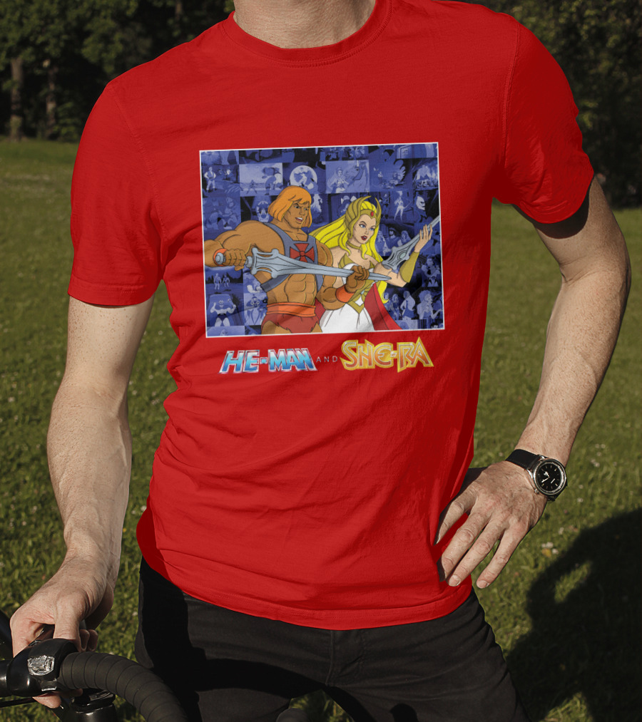 He-Man And She-Ra Characters With Sword T-Shirt