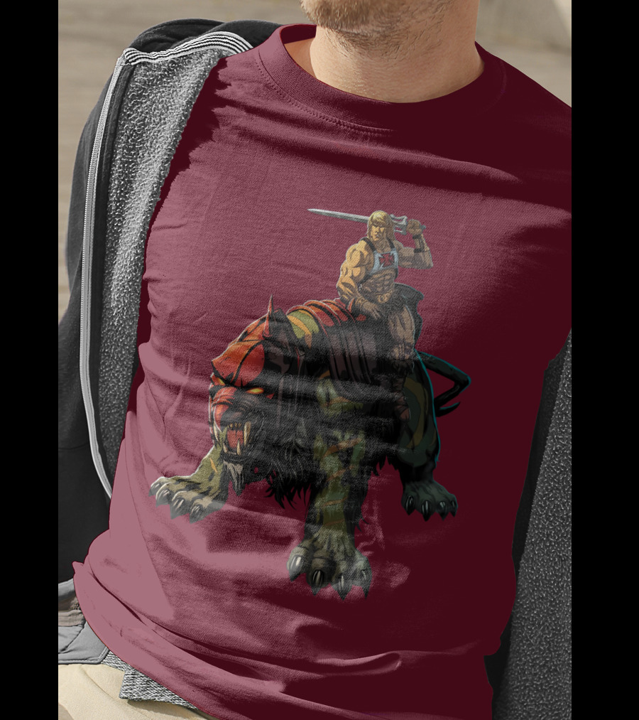He-Man Riding Battle Cat With Sword Raised T-Shirt