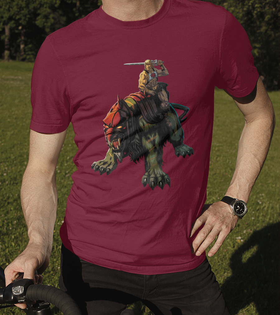 He-Man Riding Battle Cat With Sword Raised T-Shirt