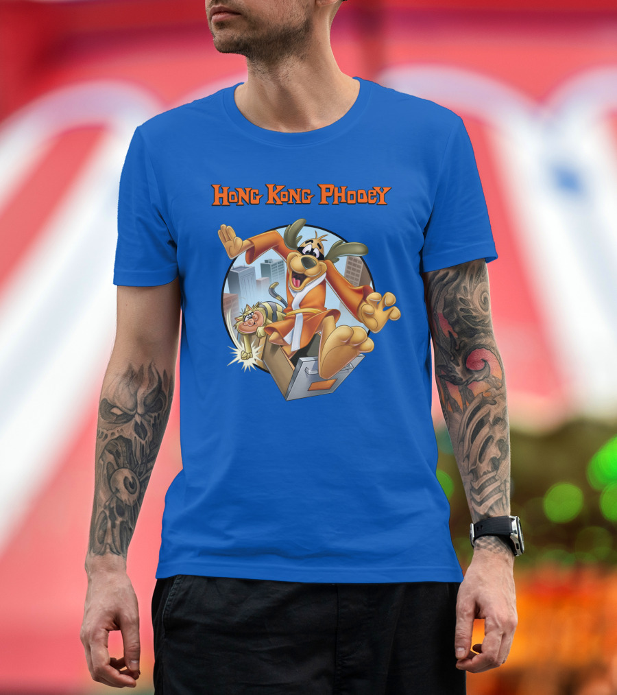 Hong Kong Phooey Animated Character in City Scene T-Shirt