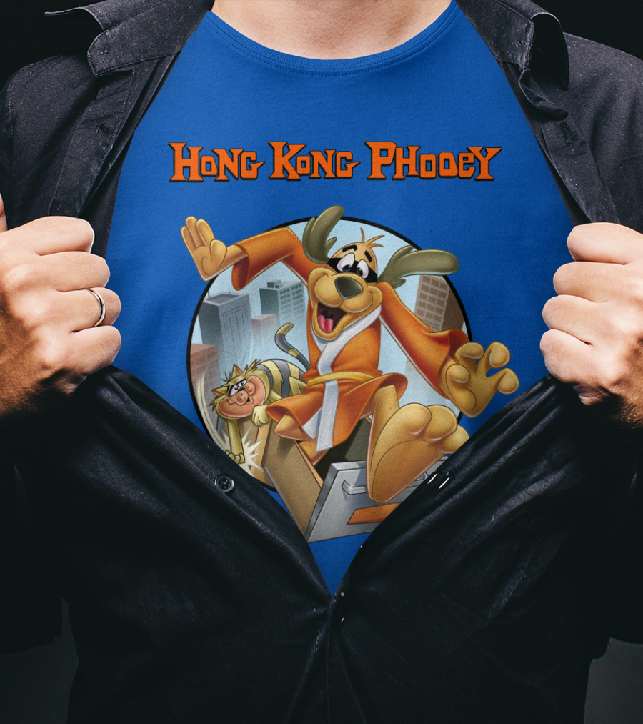 Hong Kong Phooey Animated Character In City Scene T-Shirt