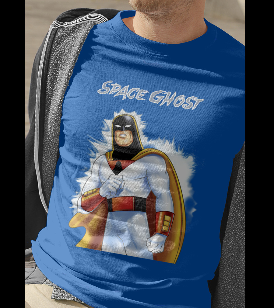 Space Ghost Classic Character With Dynamic Pose And Iconic Heroic T-Shirt