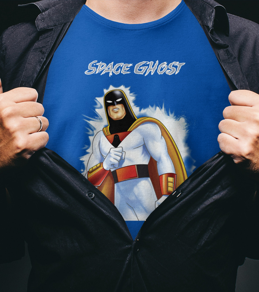 Space Ghost Classic Character With Dynamic Pose And Iconic Heroic T-Shirt