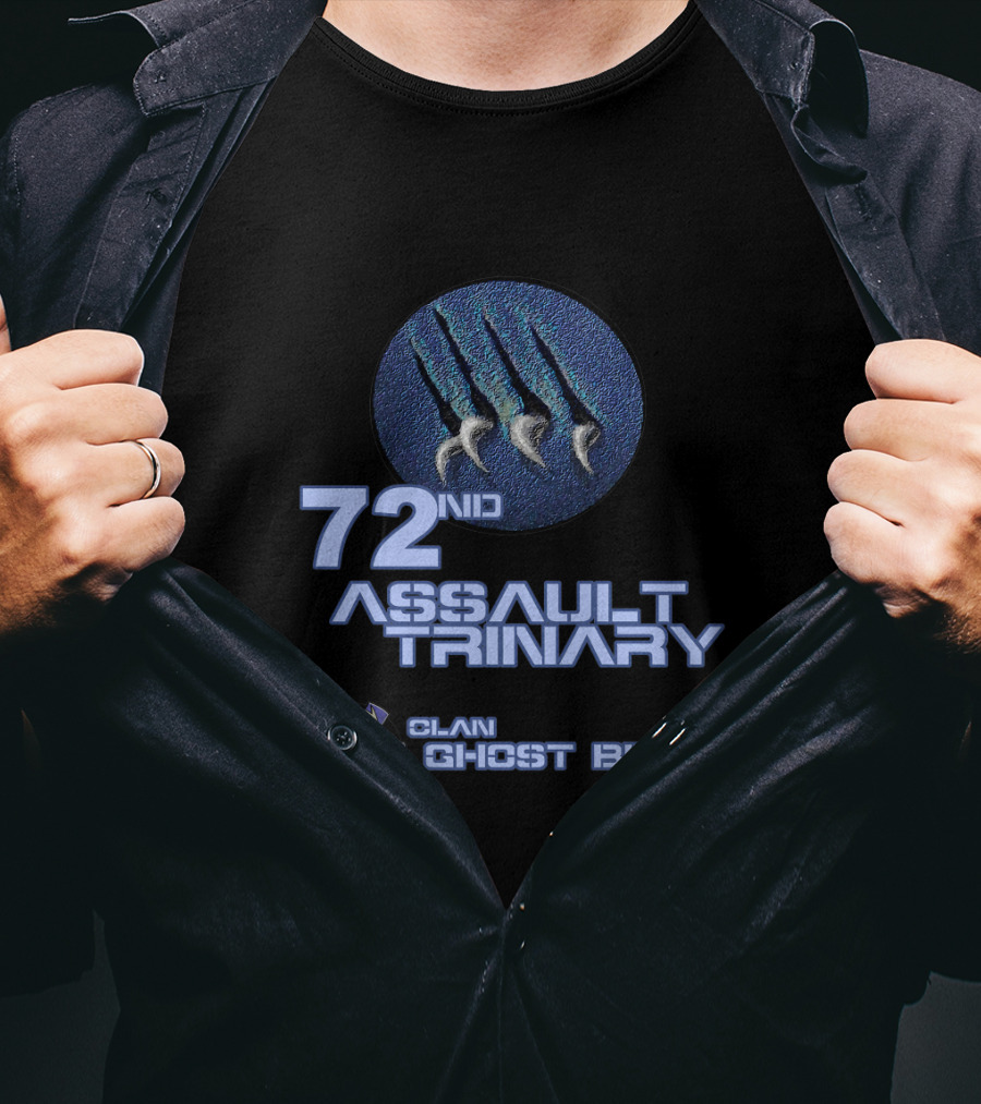 72nd Assault Trinary Clan Ghost Bear Logo With Three Claw Marks T-Shirt