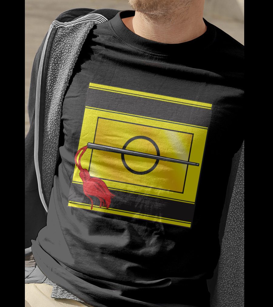 Crusis Lancers Circle And Tassel Icon On Yellow And Black Stripes T-Shirt