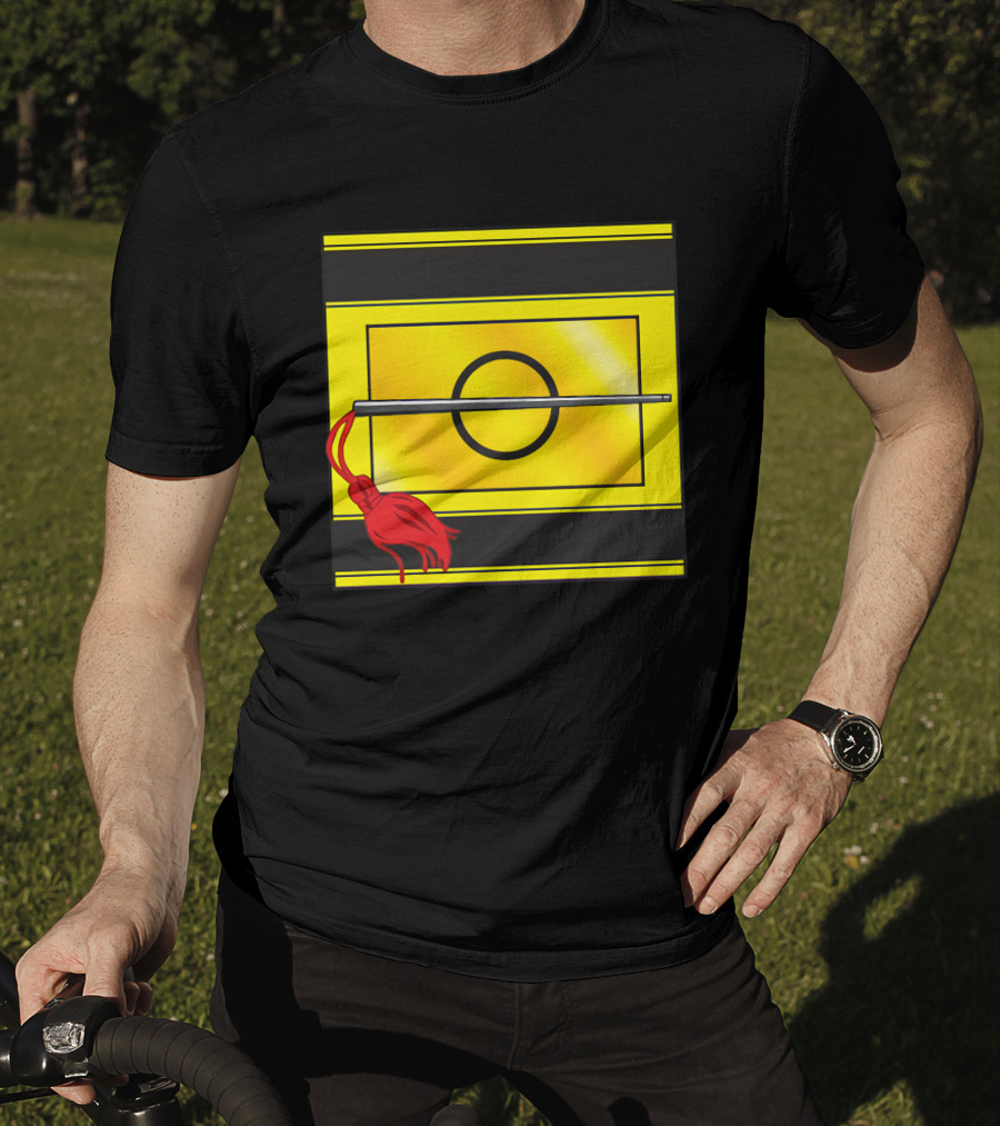 Crusis Lancers Circle And Tassel Icon On Yellow And Black Stripes T-Shirt