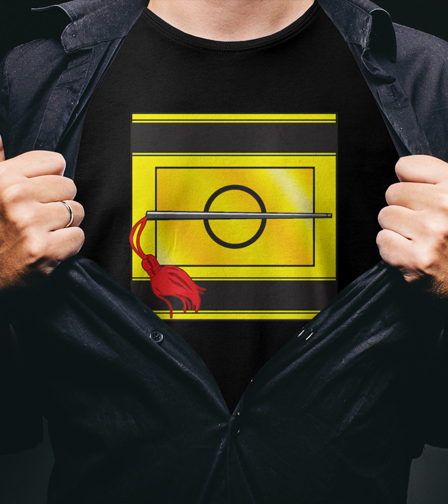 Crusis Lancers Circle And Tassel Icon On Yellow And Black Stripes T-Shirt
