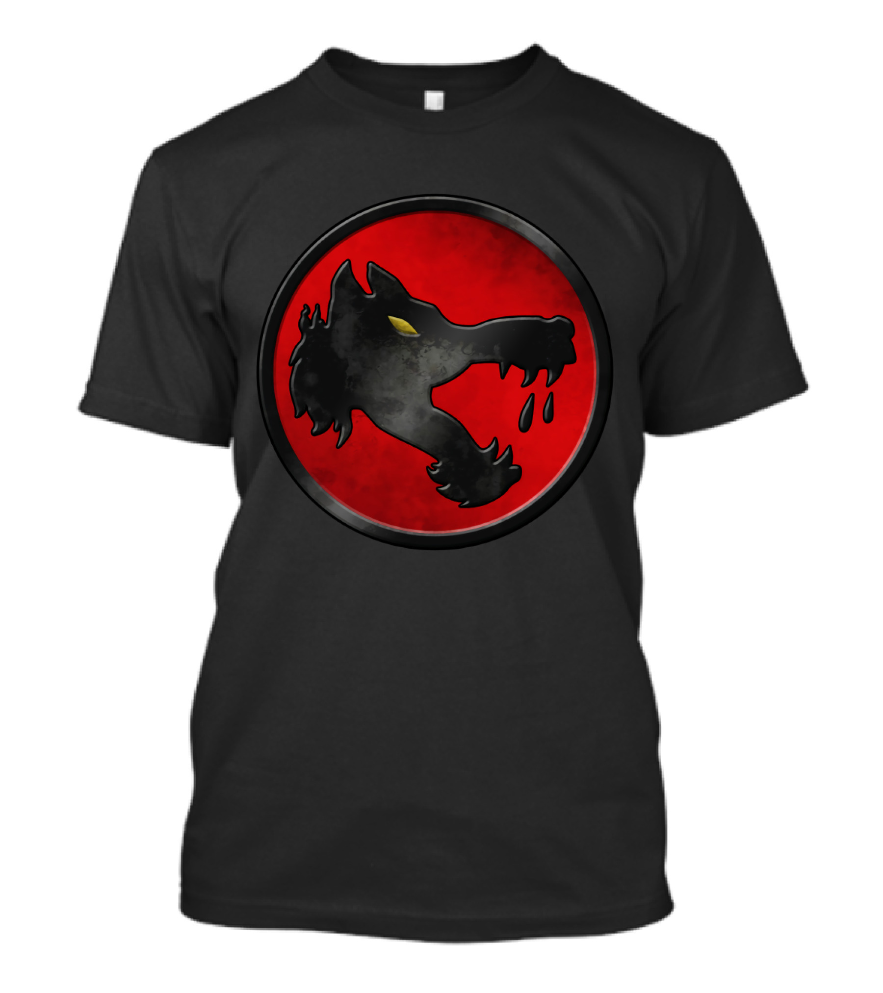 Wolf's Dragoons Red Circle Emblem With Black Wolf Head T-Shirt