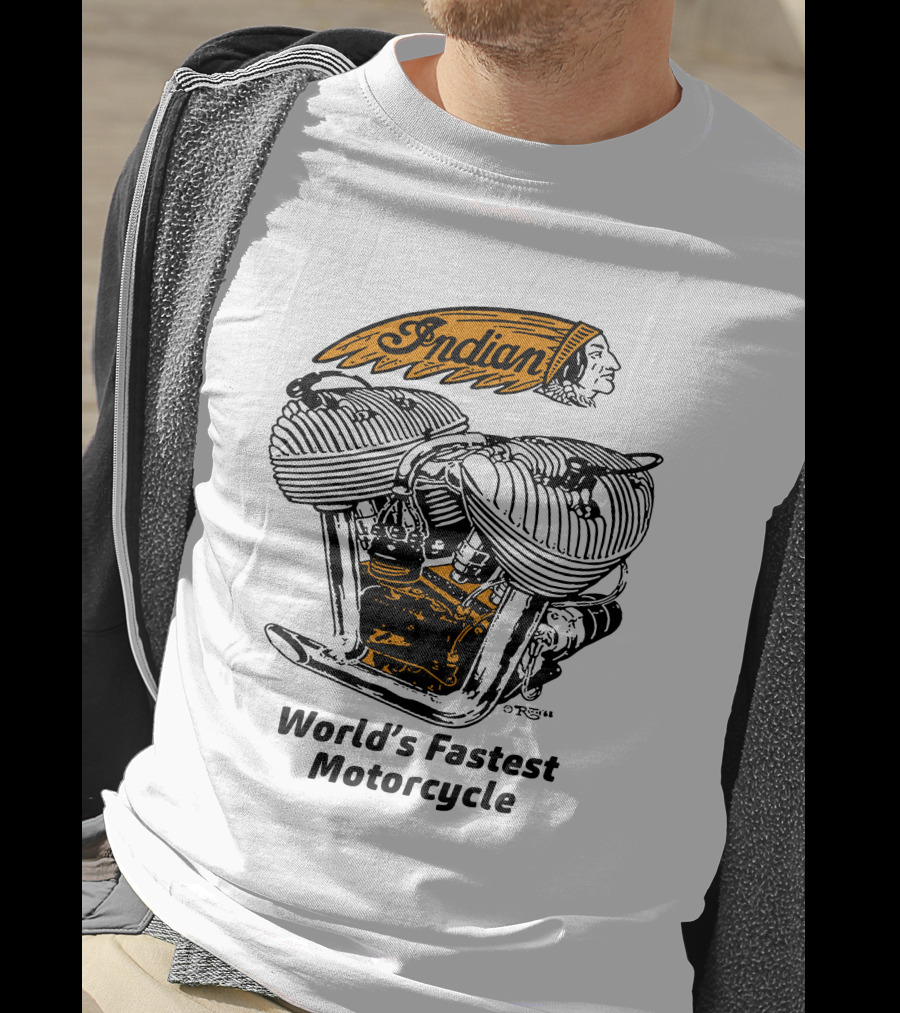 Indian World's Fastest Motorcycle Vintage Engine T-Shirt