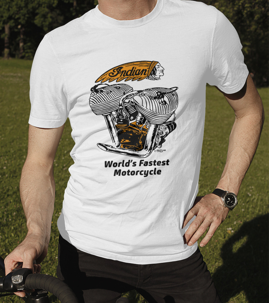 Indian World's Fastest Motorcycle Vintage Engine T-Shirt